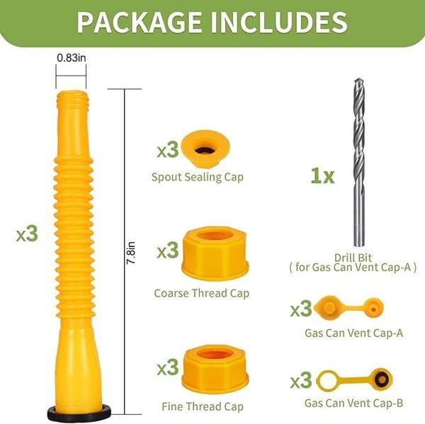 Upgraded Gas Can Spout Replacement Kit – Flexible Leak-Resistant Fuel Nozzle for Most 1–10 Gallon Cans