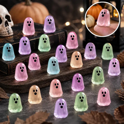 60 Pcs Halloween Luminous Mini Resin Ghost Figures Miniature Figurines