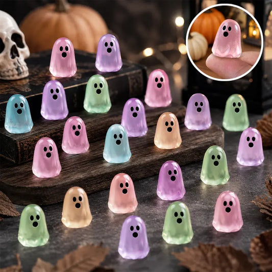 60 Pcs Halloween Luminous Mini Resin Ghost Figures Miniature Figurines
