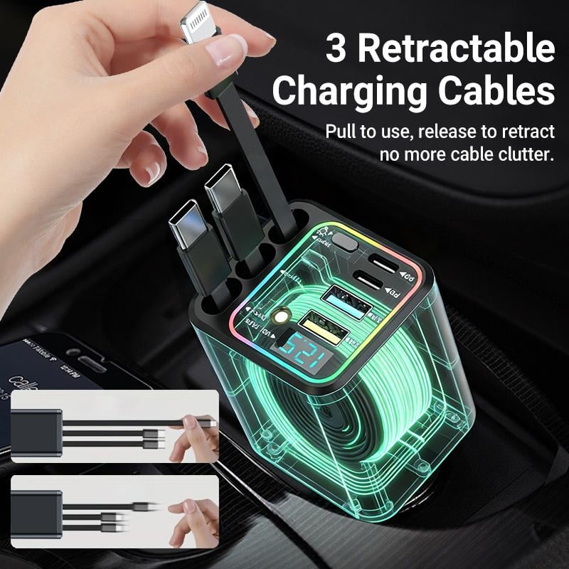 8-in-1 Ultimate Car Charger! Level up your drive with 60W Starlight projection
