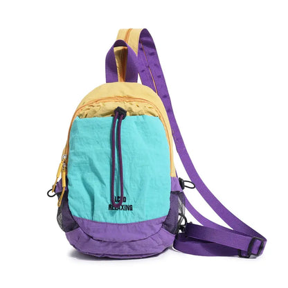 🎁Unisex Color Block Mini Backpack – Lightweight Water-Resistant Nylon Daypack