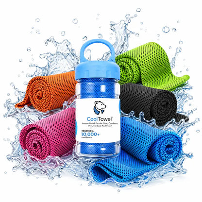 CoolTowel Bottle – Portable Reusable Cooling Towel with Travel Bottle