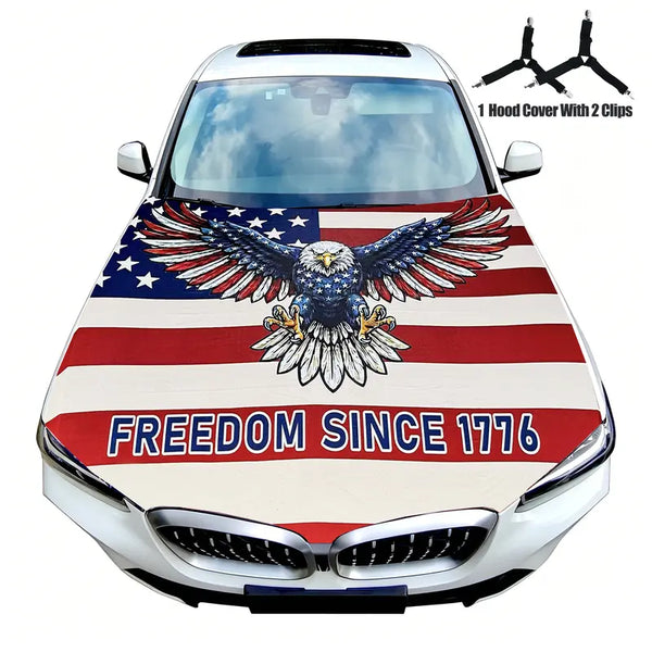 Cubierta para capó de coche con bandera estadounidense - Decoración patriótica para vehículos con motivo del 250 aniversario de Estados Unidos para el Día de la Independencia y el Día de los Caídos