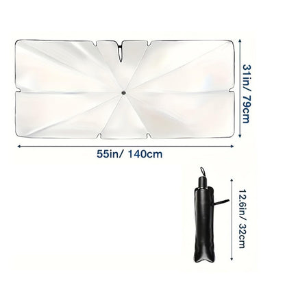 Foldable Windshield Sun Shade Umbrella 55" x 31" ☂️🚗 | Reflective Car Sunshade for Heat Insulation & UV Protection