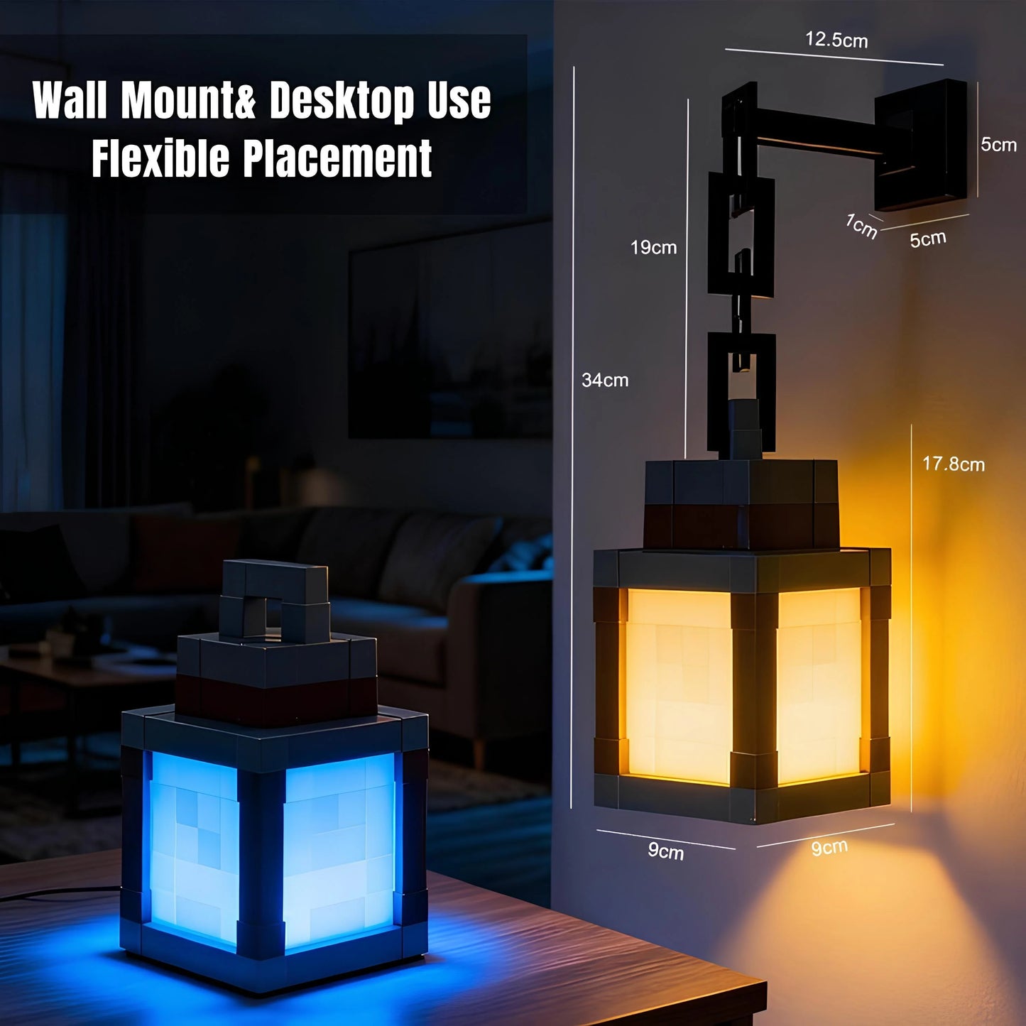 16-Color RGB Rechargeable Pixelated Lantern Night Light