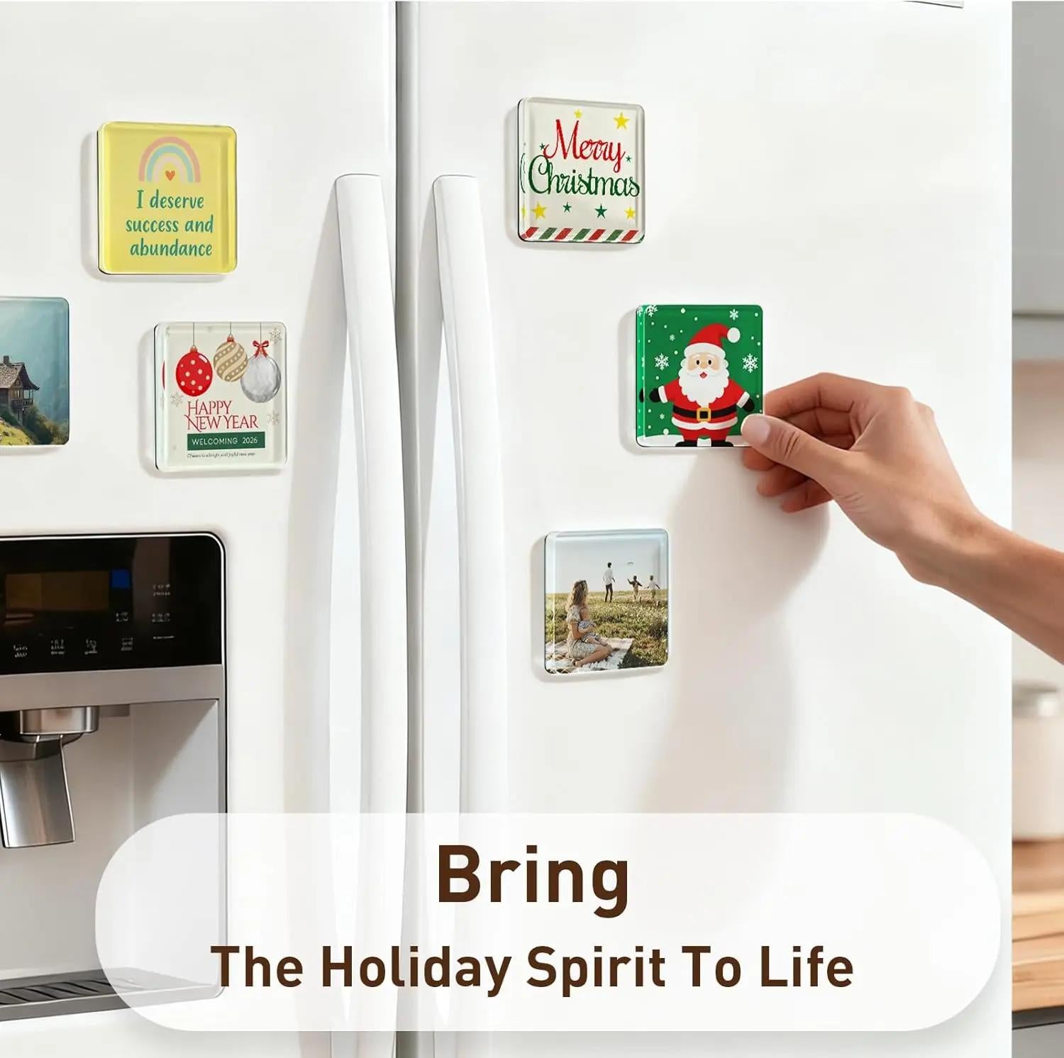 DIY Acrylic Fridge Magnets Set – 10 Pack Clear 2"x2" Custom Photo Magnets ✨