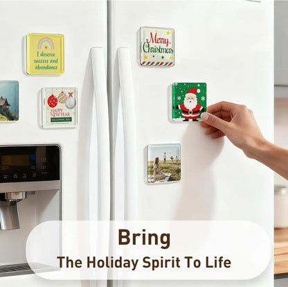 DIY Acrylic Fridge Magnets Set – 10 Pack Clear 2"x2" Custom Photo Magnets ✨