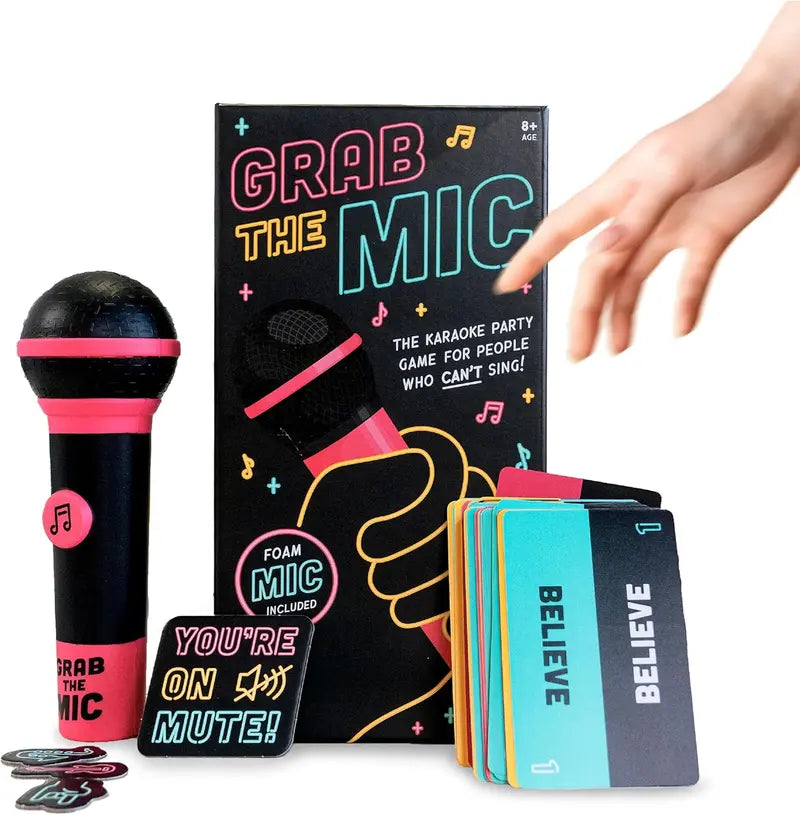 Grab the Mic Karaoke Party Game with Foam Microphone & 125 Word Cards