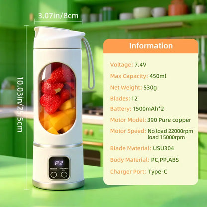 🥤 Ultimate Portable Blender – USB Rechargeable Mini Juicer Cup for Smoothies, Protein Shakes, Baby Food & Travel 🍓⚡