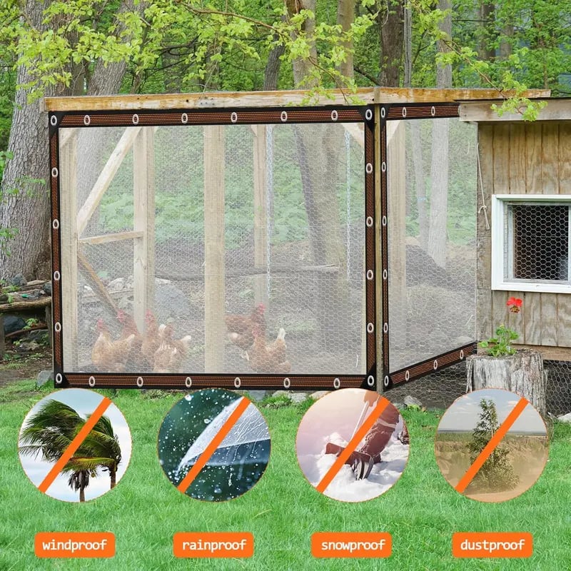 🎉Clear Waterproof PE Tarp – Transparent Outdoor Cover with Metal Grommets