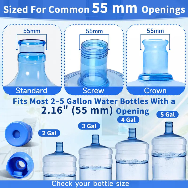 3 & 5 Gallon Water Jug Caps – Non-Spill Leak-Free Silicone Covers (Pack of 3)