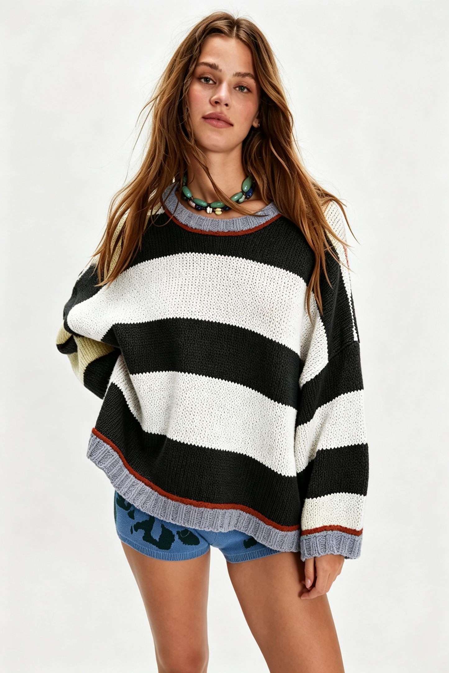 Women's Color Block Oversized Knit Sweater