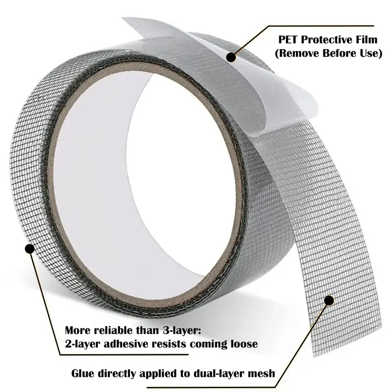 Window Screen Repair Tape – Strong Fiberglass Mesh Adhesive Patch for Door & Window Screen Fixing (2in x 78in, 2pcs)