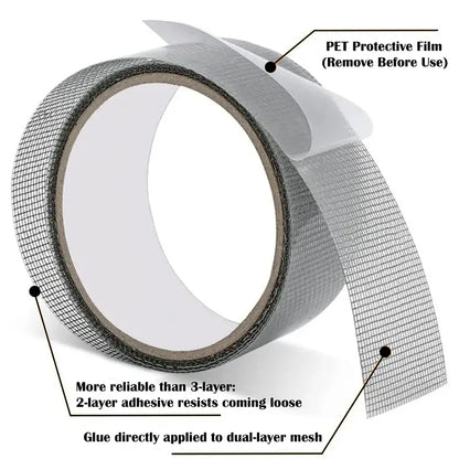 Window Screen Repair Tape – Strong Fiberglass Mesh Adhesive Patch for Door & Window Screen Fixing (2in x 78in, 2pcs)