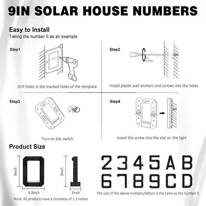 6.7 Inch Solar Lighted House Numbers for Outside Lighting
