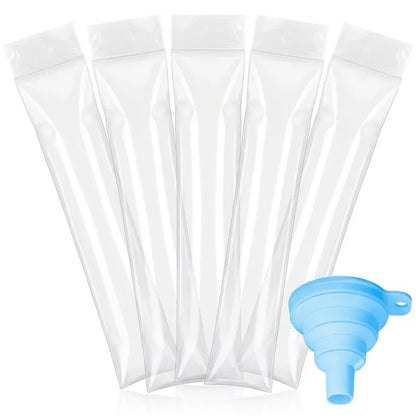 100 Pack Disposable Ice Pop Mold Bags with Silicone Funnel – BPA-Free Ziplock Freezer Pouches for Homemade Frozen Treats 🍧