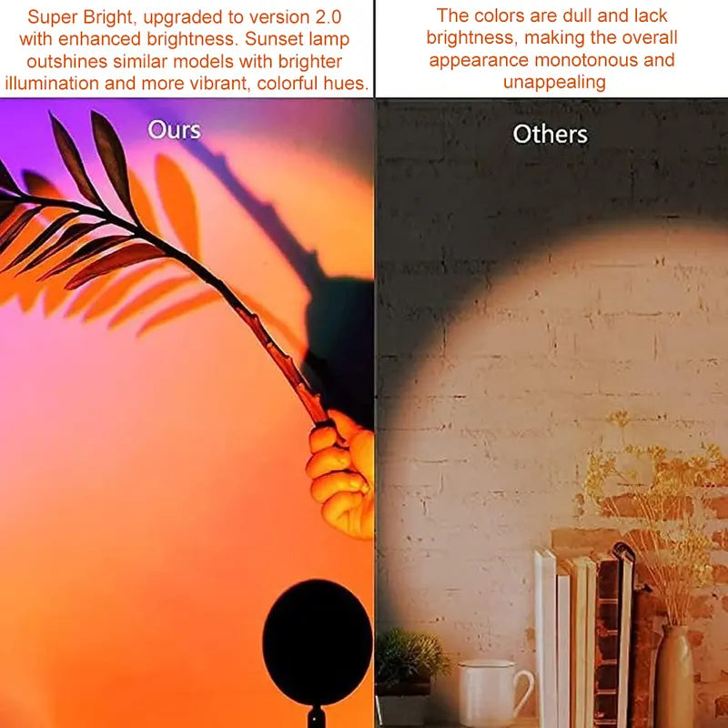 Sunset Lamp Projector Light – 16 RGB Colors, 180° Rotation & Remote Control