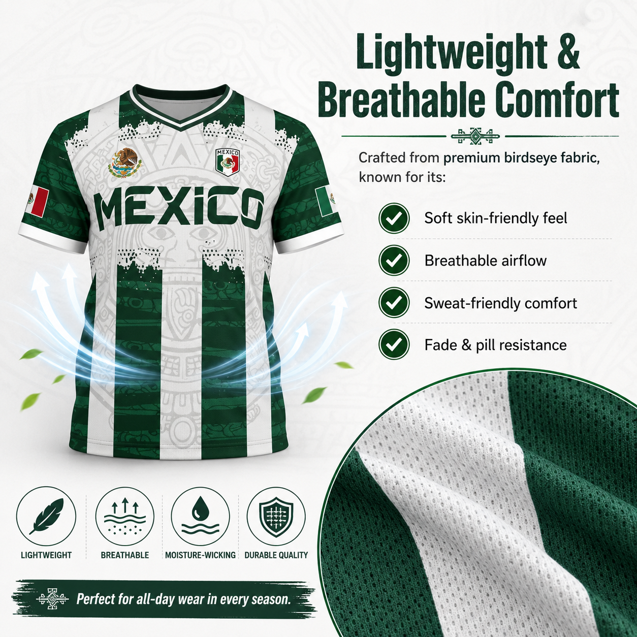 🇲🇽 2026 Mexico Aztec Calendar Soccer Jersey ⚽☀️
