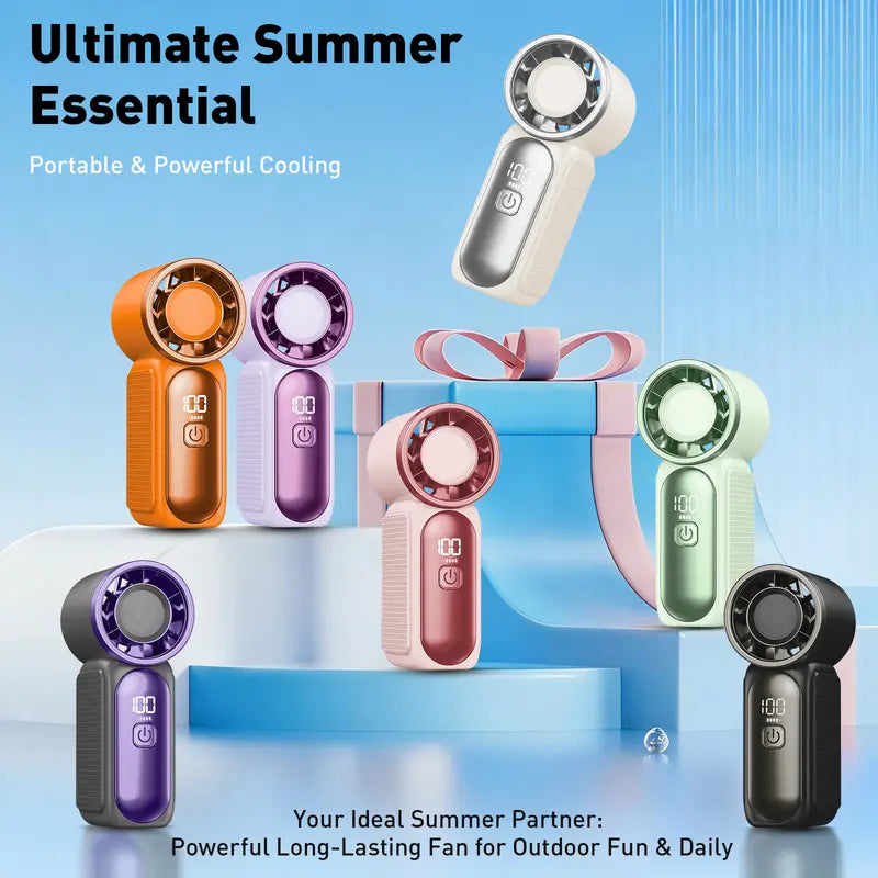 Mini Handheld Turbo Fan with LED Display – 100-Speed Portable Pocket Cooling Fan for Women, USB Rechargeable Travel & Makeup Essential
