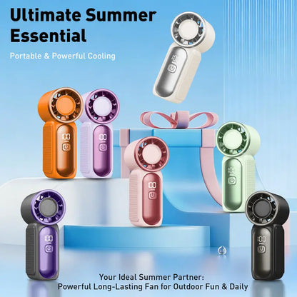 Mini Handheld Turbo Fan with LED Display – 100-Speed Portable Pocket Cooling Fan for Women, USB Rechargeable Travel & Makeup Essential