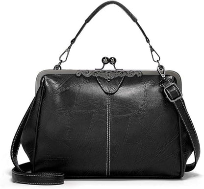 💼2026 New Kattee Elegant Waterproof Women's Leather Kiss-Lock Tote Handbag