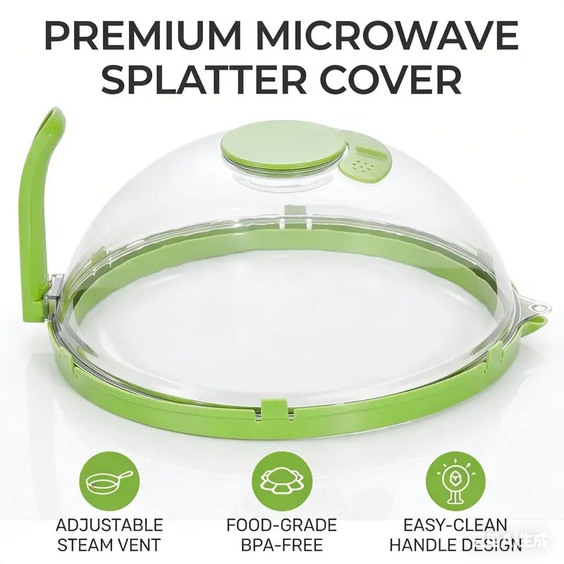 🎁2-in-1 Transparent Microwave Splatter Cover With Handle