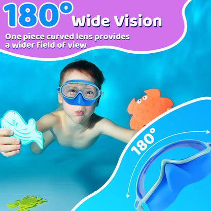 Kids Swim Goggles 2PCS – Anti-Fog UV Protection Swimming Goggles with Nose Cover