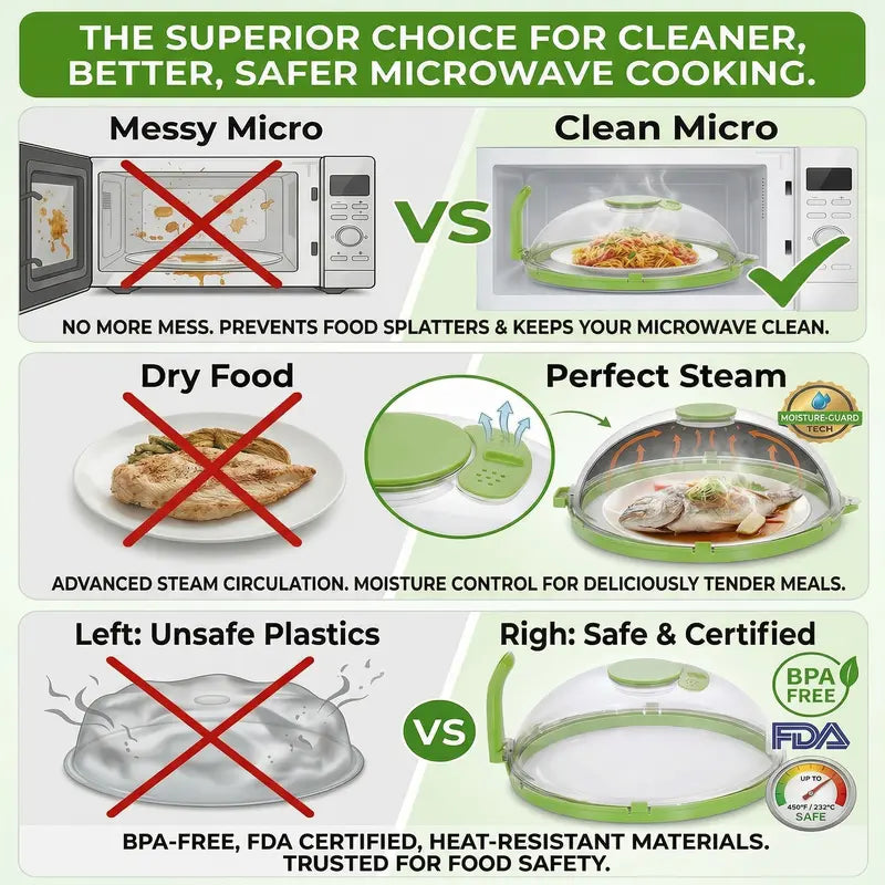 🎁2-in-1 Transparent Microwave Splatter Cover With Handle