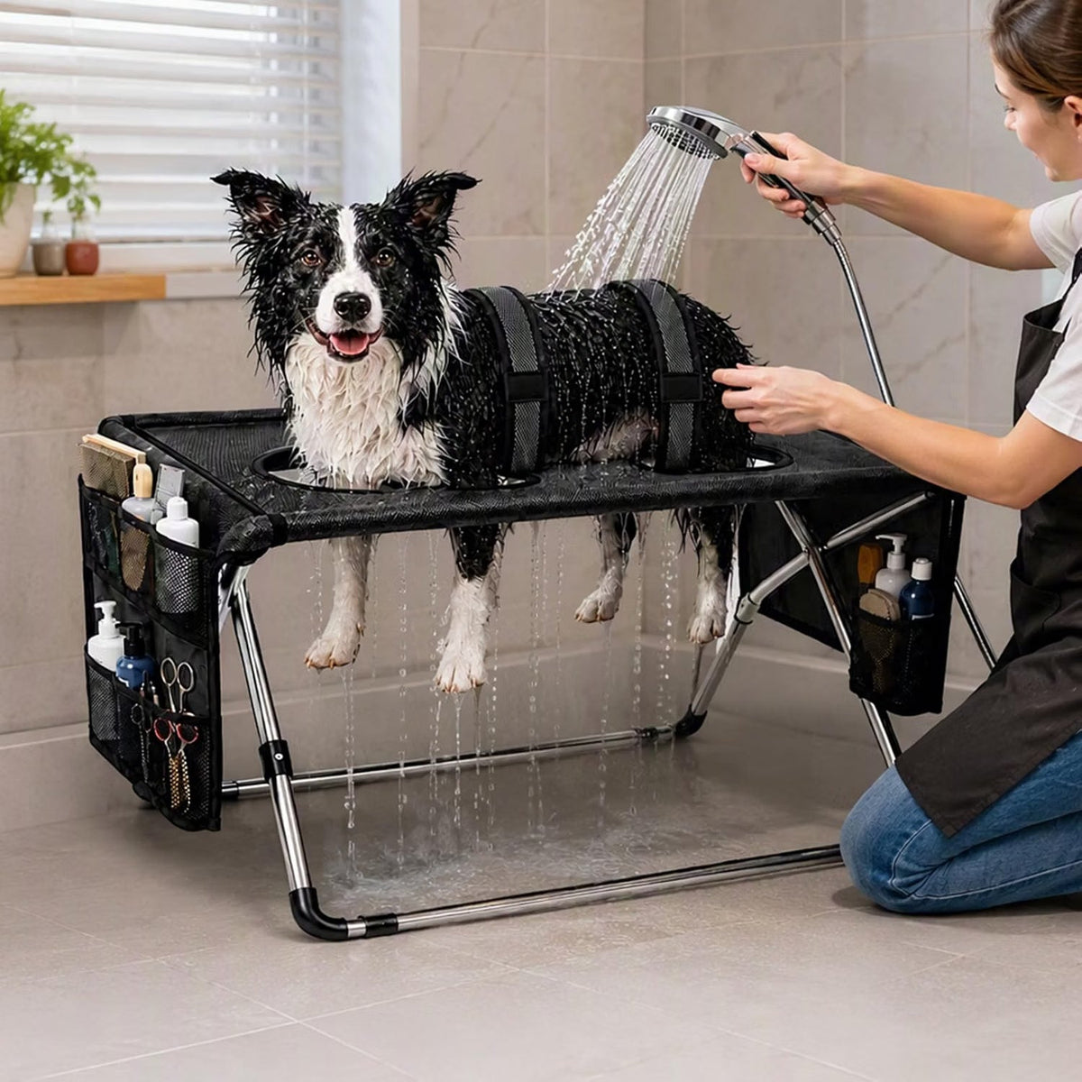 2-in-1 Foldable Pet Grooming Station with Stand