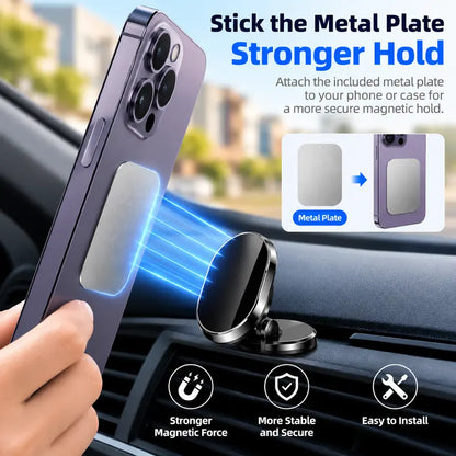 🎁Foldable Magnetic Car Phone Mount – 360° Rotating Dashboard Stand