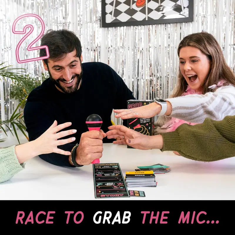 Grab the Mic Karaoke Party Game with Foam Microphone & 125 Word Cards