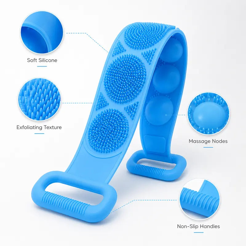 Silicone Bath Brush, Double-Sided Exfoliating Back Scrubber