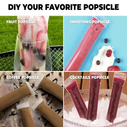 100 Pack Disposable Ice Pop Mold Bags with Silicone Funnel – BPA-Free Ziplock Freezer Pouches for Homemade Frozen Treats 🍧