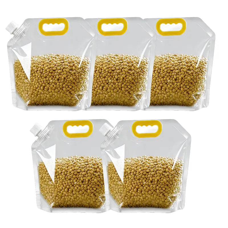 5 Counts Reusable Food Sealed Bags, leak proof design