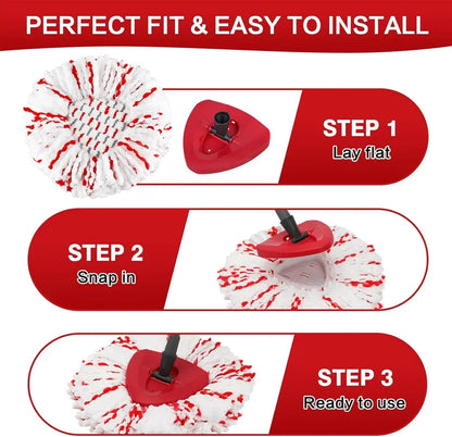Upgraded Spin Mop Replacement Head with Built-in Scrub Pad