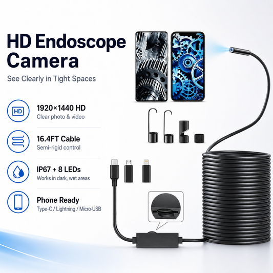 🔍 Sehen, was unerreichbar ist | 5m HD Endoskopkamera für iPhone & Android