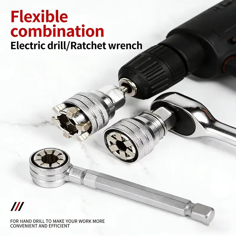 🔧 Multi-Function Universal Socket Wrench Tool | Adjustable Universal Repair Socket for Ratchet Wrench & Power Drill