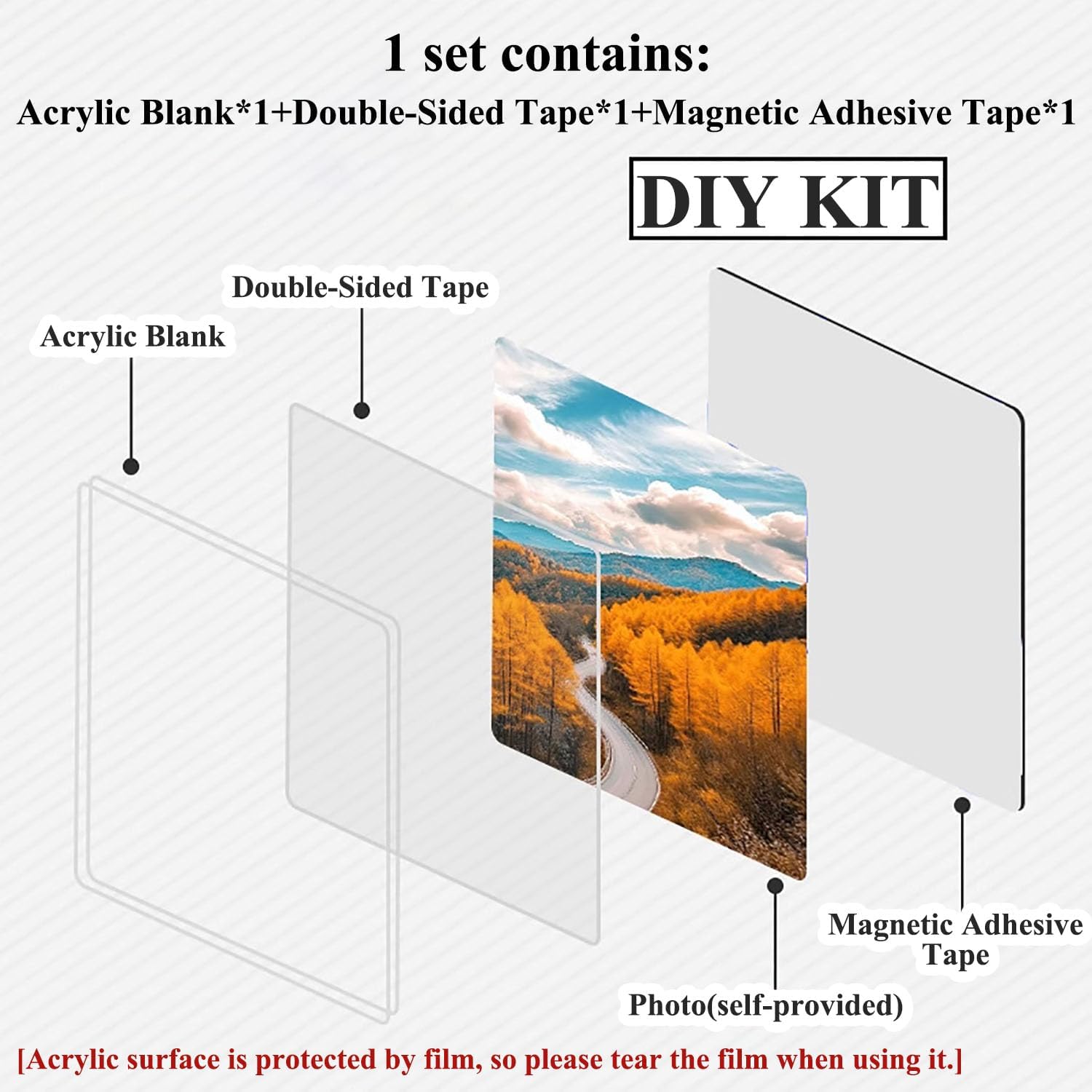 DIY Acrylic Fridge Magnets Set – 10 Pack Clear 2"x2" Custom Photo Magnets ✨