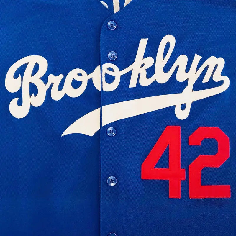 Mens Brooklyn 42 Robinson Baseball Jersey – Legend Vintage Embroidered HipHop Blue Jersey