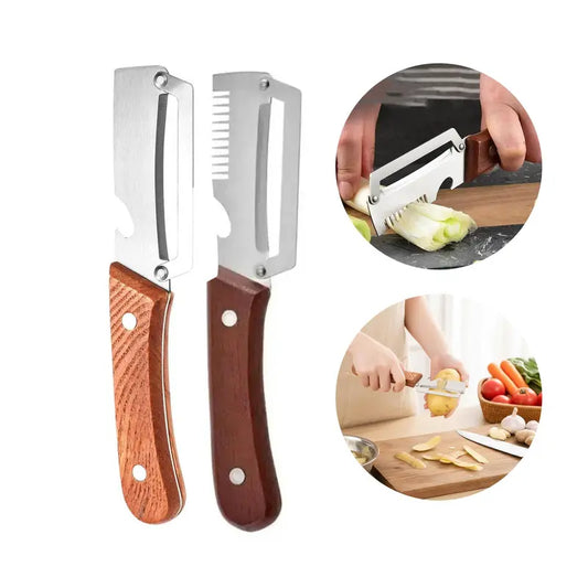 2PSC Premium Wooden Handle Fruit & Vegetable Peeler Set
