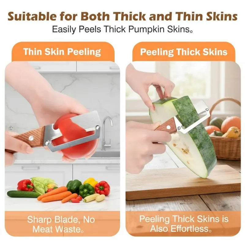 2PSC Premium Wooden Handle Fruit & Vegetable Peeler Set