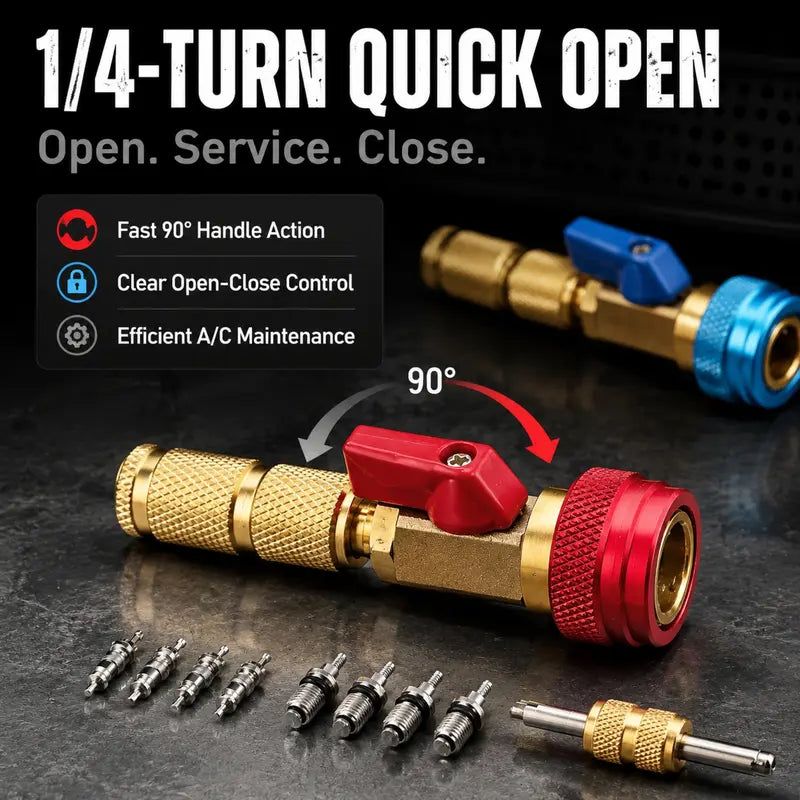 🎁R134A A/C Valve Core Remover Installer Kit With High &amp; Low Pressure Coupler