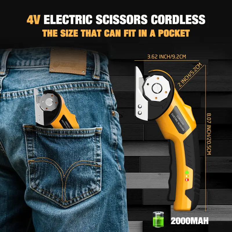 ✂️ Cordless Electric Scissors 4V – Heavy Duty Rechargeable Cutter