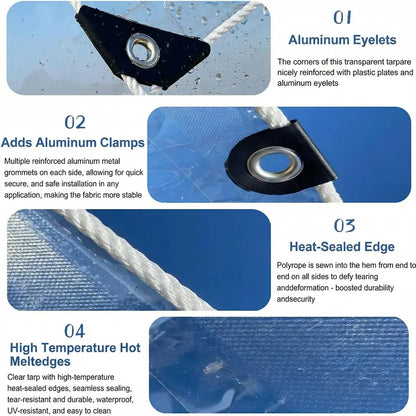 🎁14 Mil Heavy-Duty Transparent PVC Vinyl Tarp