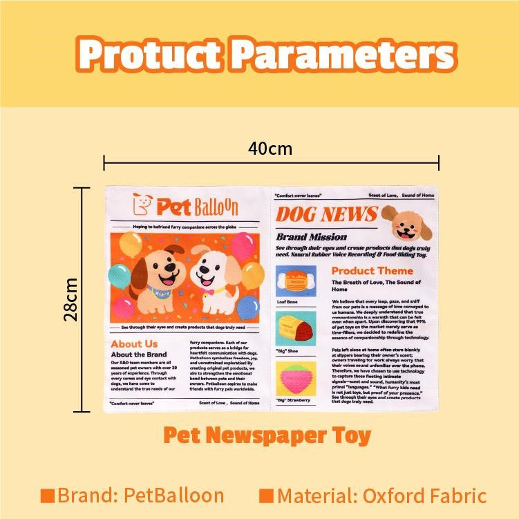 Durable Crinkle Newspaper Dog Toy Set – 2PCS Interactive Chew Toy for Dogs