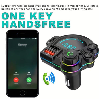 PD 30W Type-C Car Charger & Bluetooth 5.3 FM Transmitter – Fast Charging Wireless MP3 Player with RGB Lights 🚗✨