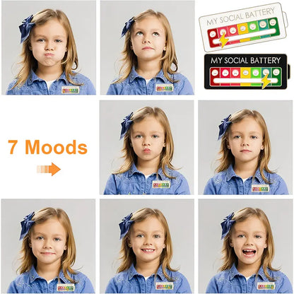 2 Pack Social Battery Slider Pin - Interactive Mood Pin for Introverts