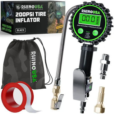 🎁200 PSI Digital Tire Inflator with Pressure Gauge – 3-in-1 Air Compressor Tool, Backlit Display & Heavy-Duty Brass Chuck
