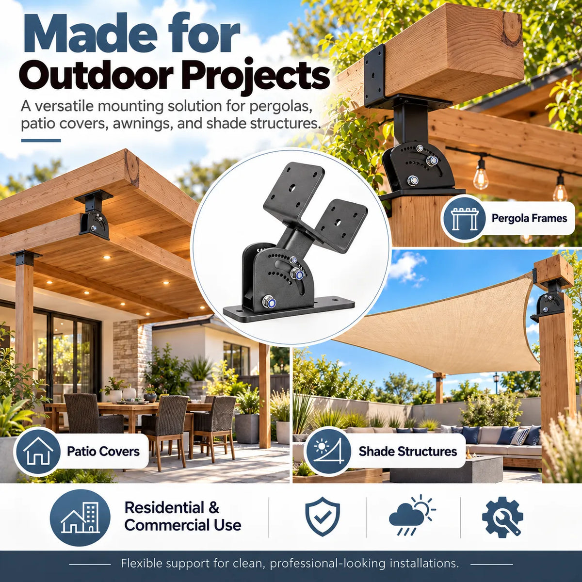 🎁Adjustable Roof Riser Brackets for Pergola & Outdoor Structures