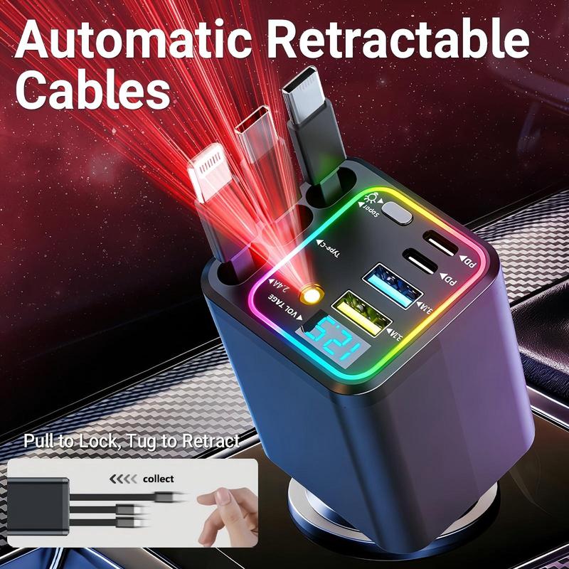 8-in-1 Ultimate Car Charger! Level up your drive with 60W Starlight projection
